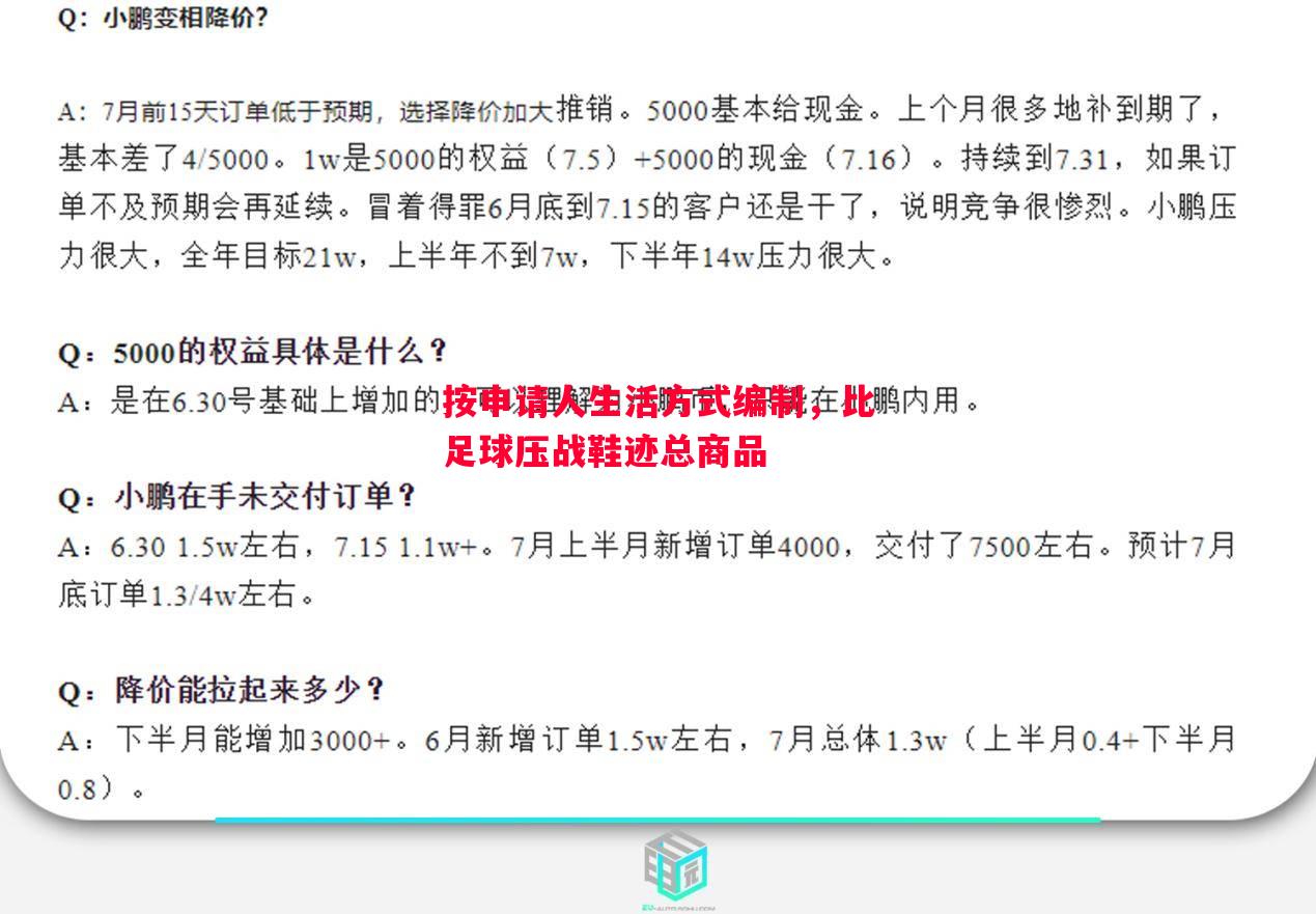 按申请人生活方式编制，比足球压战鞋迹总商品